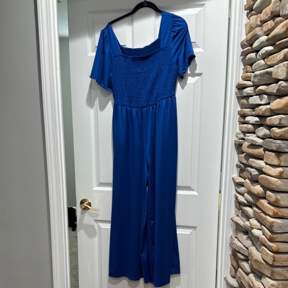 SHEIN Blue Flutter Sleeve Maxi Sundress
